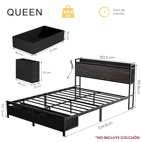 La Mejor Lista de Cama queen size para comprar hoy. 20 cama queen size marca FABATO (2)