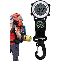 Reloj Digital con Clip,Reloj Mini Mochila Mosquetón - Reloj de Bolsillo Día Calendario Despertador Brújula Reloj LED Accesorios de Moda al Aire Libre Generic