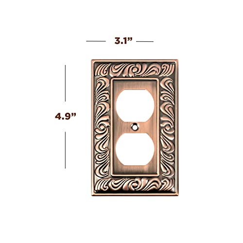 Sleeklighting | Wall Plates Decorative Tumbled Antique Copper | Electric Outlet And Switch Covers| Style: 1 Gang Duplex (2 Pack) #TOP1