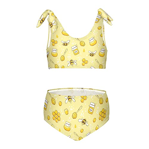 Image of Flying Bee Honey On Yellow Girls Bikini Sets 2 Piece Swimsuits Bathing Suit Swimwear
