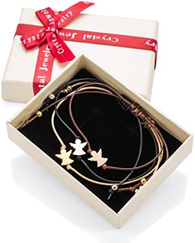 2pcs Braccialetto con Angelo Custode Bracciale Portafortuna in Argento Fatto a Mano con Ciondolo di Angelo in Metallo Migliore Amico Regalo di Gioielli