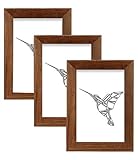 Bilderrahmen Set 3 Stück 9x15 cm – Farbe Braun, aus Holz, mit Acrylglas – zum vertikalen oder horizontalen Aufhängen/Aufstellen, für Fotos, Poster, Puzzles