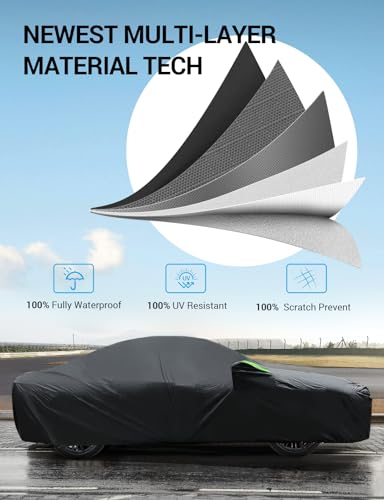 Image of V Car Cover | UV-Blocking Waterproof With Soft Lining Prevents Leaks & Scratches. Perfect For Sunny, Snowy Outdoor Parking, Garage Storage