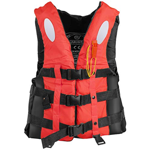 DETEIQ 固定式 ライフジャケット フローティングベスト ホイッスル付 (XXL, 赤)