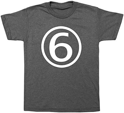 Happy Family Clothing Sixth Birthday Modern Circle Number Six Graphic Tee 6th T-Shirt