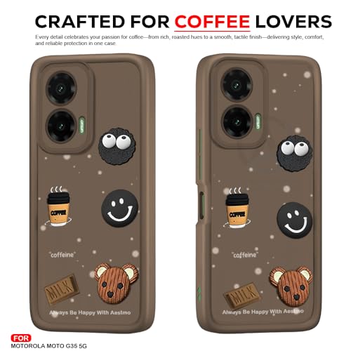 Image of AESTMO Back Case Cover for Moto G35 5G Cover | Cute Fun Cartoon 3D Ball | Coffee Silicone Case | Full Body Protection | Camera Protection Back Cover for Moto G35 5G (Brown)