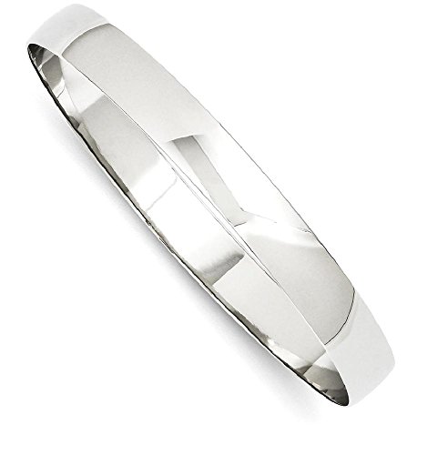 14K White Gold 8Mm Solid Half Round Slip On Bangle Bracelet Cuff Expandable Stackable Fine Jewelry For Women Gifts For Her #TOP7