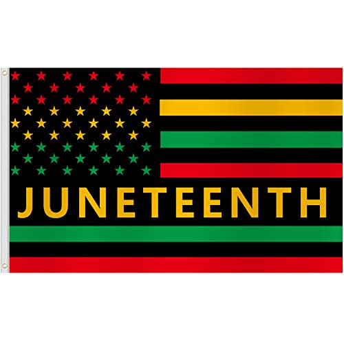 Arosche Juneteenth Decorations Flags 3x5 Ft Outdoor Double Printed American Flag Independence Day Freedom African Black History Flags with Brass Grommets for Outdoor Garden Lawn Yard Home Decor