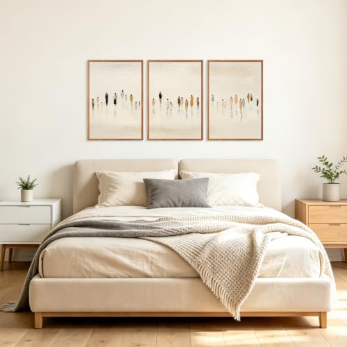 Image of CHDITB 3D Textured Crowd Figure Wall Art,Neutral Silhouette People Decor