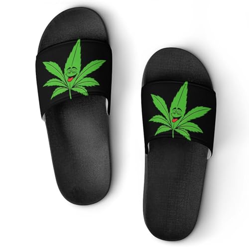 Funny Weed Funny Slide Sandals Non-Slip PVC Shower Slipper House Shoes Open Toe Slippers for Adult 44 (270mm)