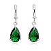 Crystalline Azuria Femme Pendantes Boucles d'Oreilles Larme 18ct Plaqué Or Blanc avec Cristaux Vert imitation Émeraude en Zircone