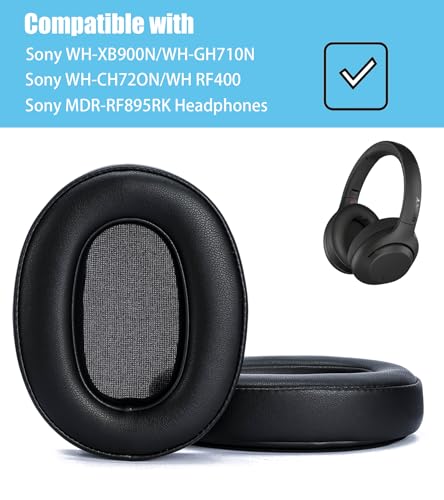 Almohadillas de repuesto compatibles con Sony WH-XB900N | Almohadillas de alta densidad y aislantes de sonido, color negro, piel de proteína suave miniatura 2