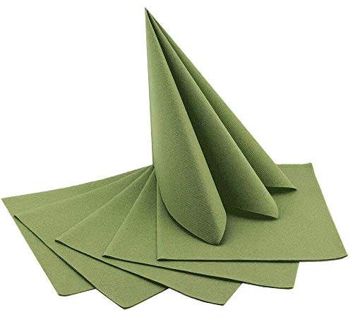 50 Stück Servietten OLIV 40 x 40 cm stoffähnlich Olivgrün Grün Grasgrün zum falten Hochzeit Geburtstag Dinner 100% biologisch abbaubar Cover