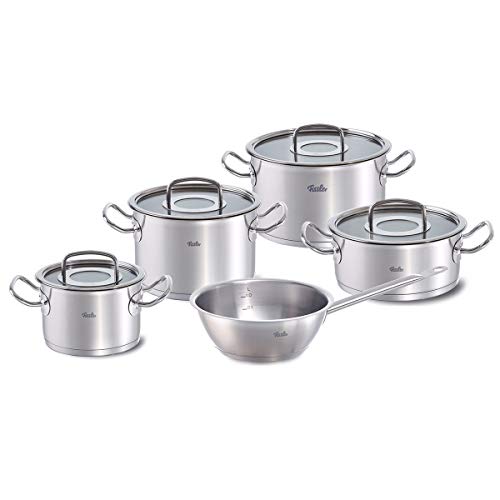 Fissler 84 126 05 001 - Set 5 pentole con coperchi in vetro, inclusa padella per saltare