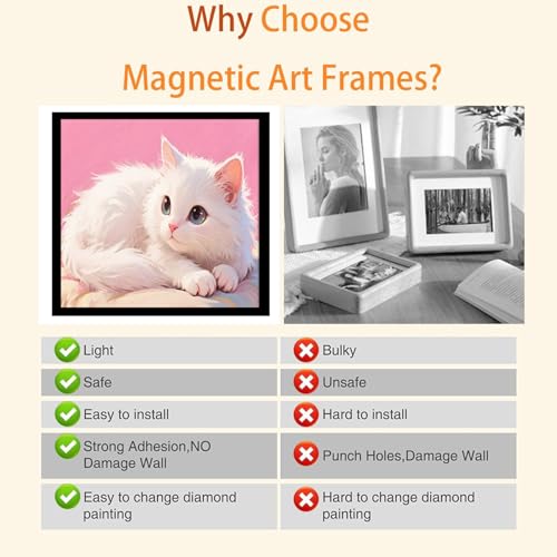 Diamond Art Frame 12x12 Inch - Diamond Frames 30x30 cm Painting Suitable for 10x10inch Picture, Diamond Frame Magnetic Self-Adhesive,Suitabble Frames Painting for Wall Window Door - (Black-4Pack) by Majreey - Image 5