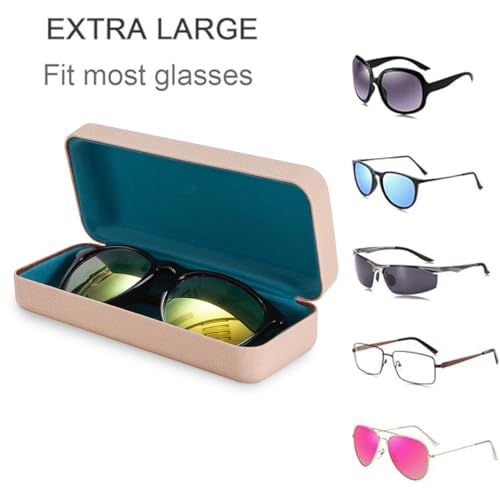 Image of TRIUMPH VISION Sunglasses Case Hard Shell Glasses Case Eyewear Eyeglasses | Sunglass Eyeglass Hard Case for Women and Men Metal PU Leather Lined Storage with Microfiber Cleaning Cloth Protection