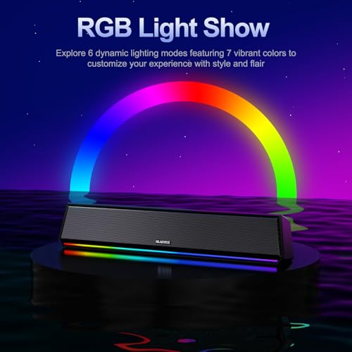 Bluedee Computer Speakers for Desktop PC, Bluetooth 5.3 PC Speakers with Dynamic RGB Light, Wired USB Plug & Play Computer Sound Bar, USB/Type-C Powered Gaming Speakers for Desktop, Laptops, Tablet by Bluedee - Image 6