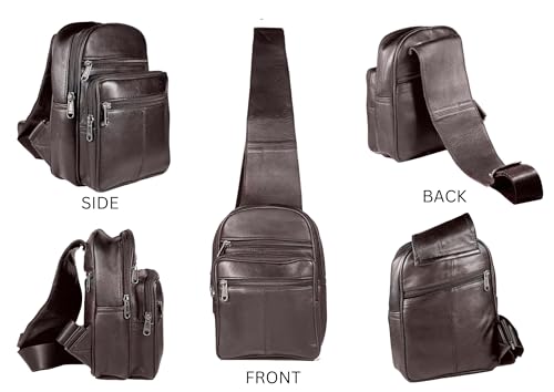 Bullz Crossbody Backpack Travel Hiking Chest Bag Daypack Leather Sling Bag for Men and Women (Brown)2
