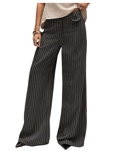 Milumia Women's Striped Wide Leg Palazzo Pants Low Waist Loose