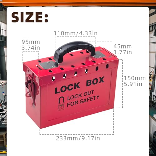 Flylin Caja de bloqueo de acero resistente con 12 ranuras rojas 3