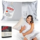 Funda de almohada de seda de 40 x 80 cm, 40 x 80 cm (Silver - Silver Edge)