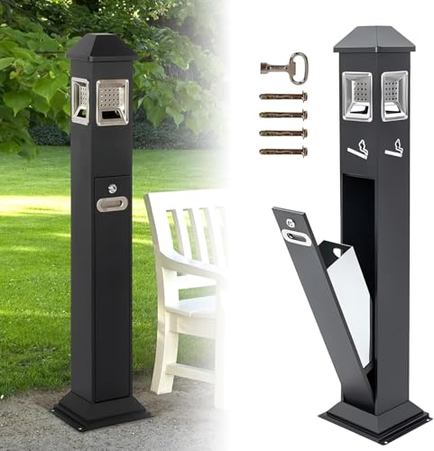 GOFEI 47” Outdoor Commercial Trash Can with Lockable Lid –