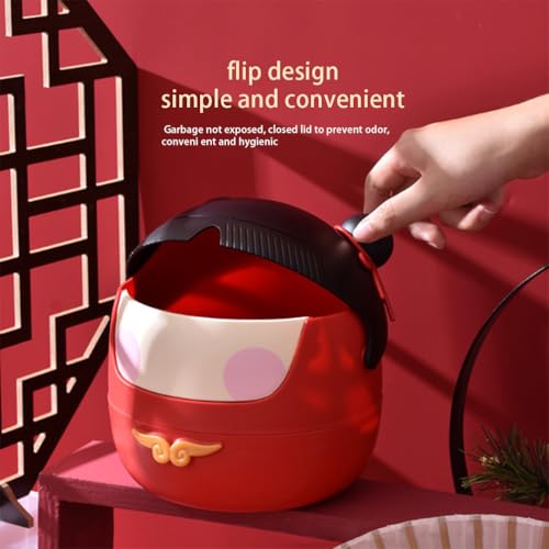 Papelera de Escritorio con Tapa, Plástico Rojo 4L miniatura 7