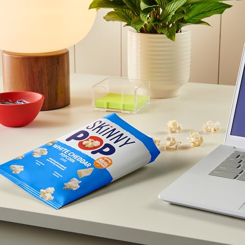 Image of SkinnyPop White Cheddar Popcorn, Whole Grain Gluten-Free Snacks, 0.65 oz Bags (36 Count)