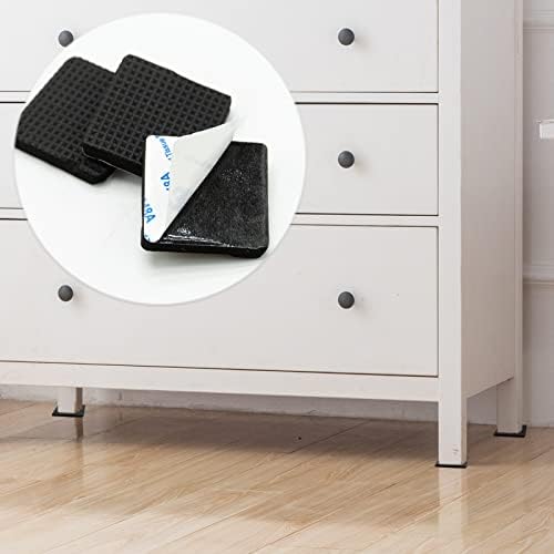 60 Pcs Furniture Feet Pads, Non-Slip Rubber Furniture Pads, Self Adhesive Table Chair Leg Floor Protectors, Round Square Rubber Feet for Chair Legs, Tiled, Carpet, Hardwood Floor Protectors - Black