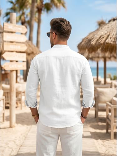 Image of DEELMO Men's Cotton Blend Mandarin Collar Self One Design Full Sleeve Casual Short Kurta