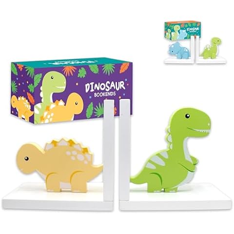 Decorably Dinosaur Bookends for Kids Cover