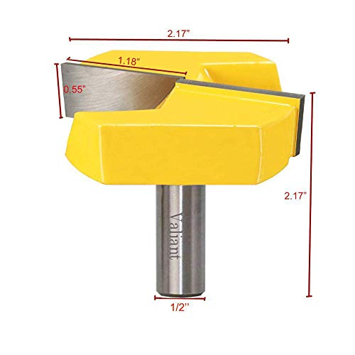 Valiant Bottom Cleaning Router Bit 2-1/4 Inch 1/2 Inch Shank, For CNC or Table - Carbide-Tipped, Surface Planing, Flattening, Grinding - Woodworking Milling Cutter, Cabinet Doors, Drawer - Solid Steel - Thumbnail 2