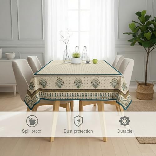 Image of STITCHNEST 'Tavola Luxe Series' Dining Table Cover 54x78 Inches | 4 Seater - 6 Seater Rectangular Dining Table Cover | Premium Fabric, Washable & Colour Fast