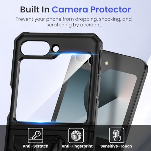 Image of VEGO for Samsung Z Flip 6 Case with Stand & Built-in Screen Protector | Hinge Protection Full Body Drop Shockproof Cover Protective Stand Phone Case for Samsung Galaxy Z Flip 6 2024