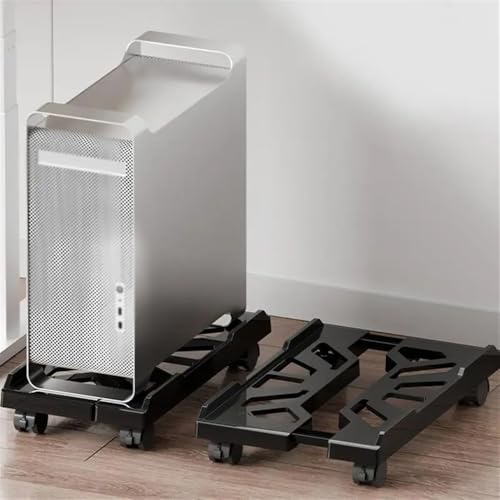 Soporte móvil para torre de computadora negro y blanco, ajustable, con 4 ruedas giratorias, soporte ventilado para CPU bajo el escritorio (negro) miniatura 5