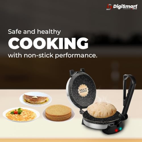 Image of DIGISMART 1000W Electric Roti Maker for Roti /Chapati /Khakra /Paratha /Thepla, Super Smooth Non-Stick Coating, Cool Touch Handle,Fast Heating to ready Quick Meal, Shock Proof Body,1 Year Warranty(Black)