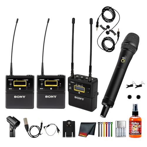 Kit de micrófonos lavalier inalámbricos Sony UWP-D27 dual (UC25: 536–608 MHz) para grabación y streaming, con receptor dual y emparejamiento NFC miniatura 1
