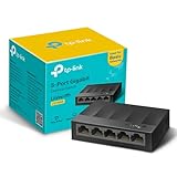 TP-Link LS1005G 5-Port Desktop/Wallmount Gigabit Ethernet Switch/Hub, Network Splitter, Plug and Play, Plastic Case, Black