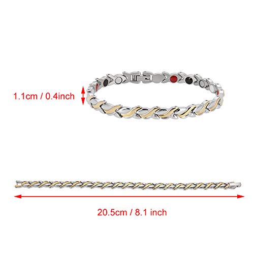 Pulseira magnética de aço de superfície de titânio suave, pulseira de corrente de cuidados de saúde