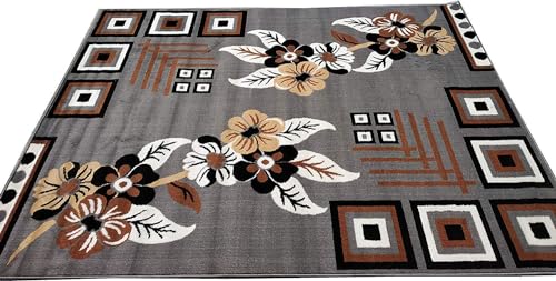 Image of Home Decore Acrylic Carpet for Your Living Room & Drawing Room Aywhere in Your Home Size - 6 X 8 Ft (Grey-D-1)