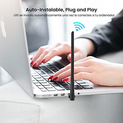 Image of Tenda 650Mbps WiFi Dongle, Wireless USB Adapter for PC /Desktop, Dual-Band 433Mbps (5GHz) 200Mbps (2.4GHz), High Gain 6dBi Antenna Wi-Fi, MU-MIMO, Soft AP Mode, Supports Windows 10 /8.1 /8 /7 /XP,U10