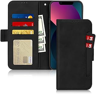 Fyy iPhone 13 Case, Premium PU Leather Wallet Case Flip Folio Stand Cover with [Card Slots] and [Note Pocket] for Apple iPhone 13 6.1" (2021) Black
