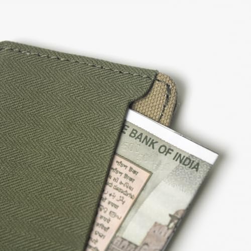 Image of Bellblock Canvas Card Holder for Men /Women | Slim Handcrafted Mens Card Wallet | Upto 5 Cards & Folded Cash | Cotton Canvas | Olive Green (Pack of 1)