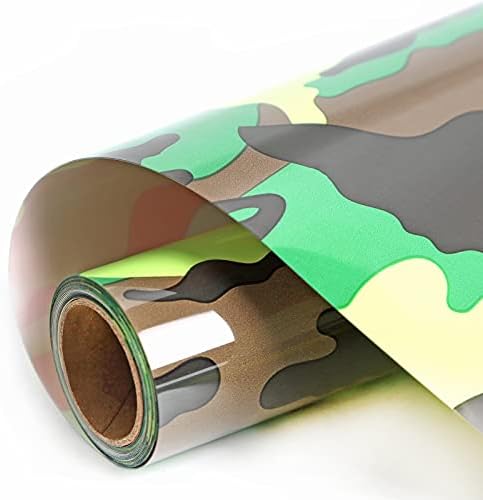 FUNKAKA Camo Heat Transfer Vinyl, Camouflage HTV Vinyl - 12 Inch x 9 Feet Heat Transfer Vinyl,Camo Iron on Vinyl