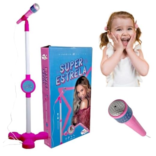 Microfone de Brinquedo Infantil com Pedestal a Pilha