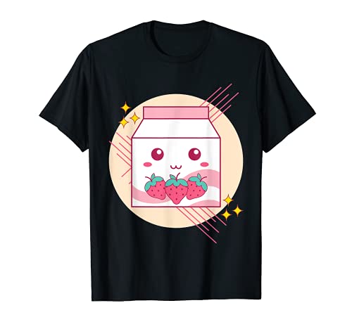 Japón Anime Kawaii Batido De Fresa Japón Cartón De Batido Camiseta