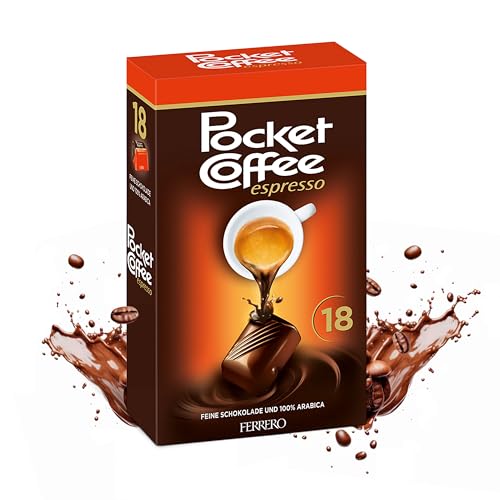 Pocket Coffee Espresso – 3 packs of 18 Chocolates (3 x 225g) – Pralines filled with coffee – German sweets with 100% Arabica espresso – Ideal for on the go – instant coffee & sweet treat with caffeine