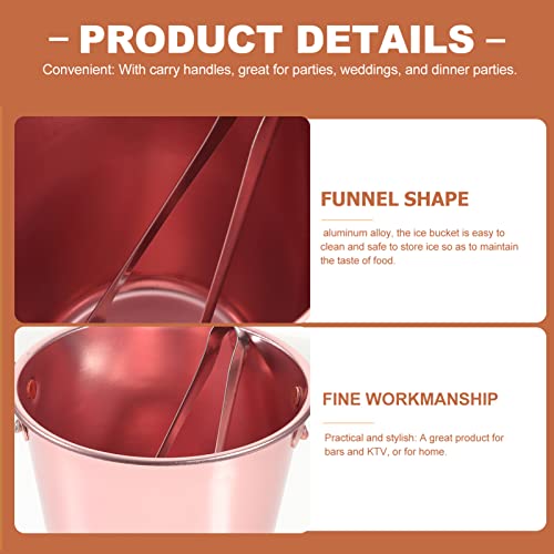 Ice Bucket, Mini Tin Pail 1. 25 Liter Aluminum Alloy Bar Champagne Bucket Wine Bucket With Ice Mini Ice Bucket Tongs Galvanized Bucket (Copper) #TOP2