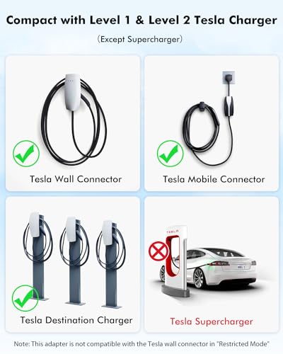 Image of NACS to J1772 Adapter, Max 80Amp 250V J1772 EV Charging Adapter to Tesla Charger, Compatible with Tesla High Power Wall Connector, Home Mobile Chargers, Destination Charger, Suits for SAE J1772 EVs