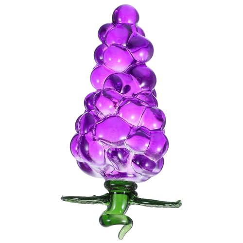 BESPORTBLE Adorno de UVA Falsa Realista de Cristal, Figura Decorativa para Escritorio, Fruta Artificial Delicada para Decoración de Hogar y Oficina, Pisapapeles Funcional, Superficie de Mesa